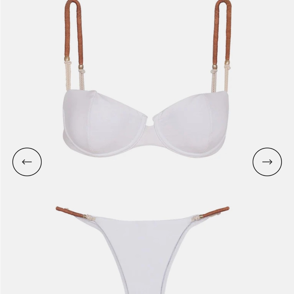 Vix White Bikini Set with Brown Straps